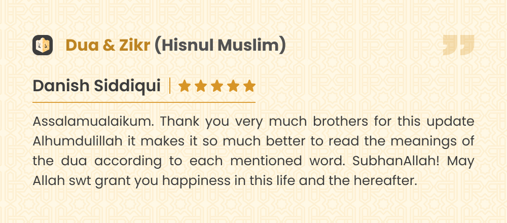 Dua & Zikr Word by Word Translation testimonial 1